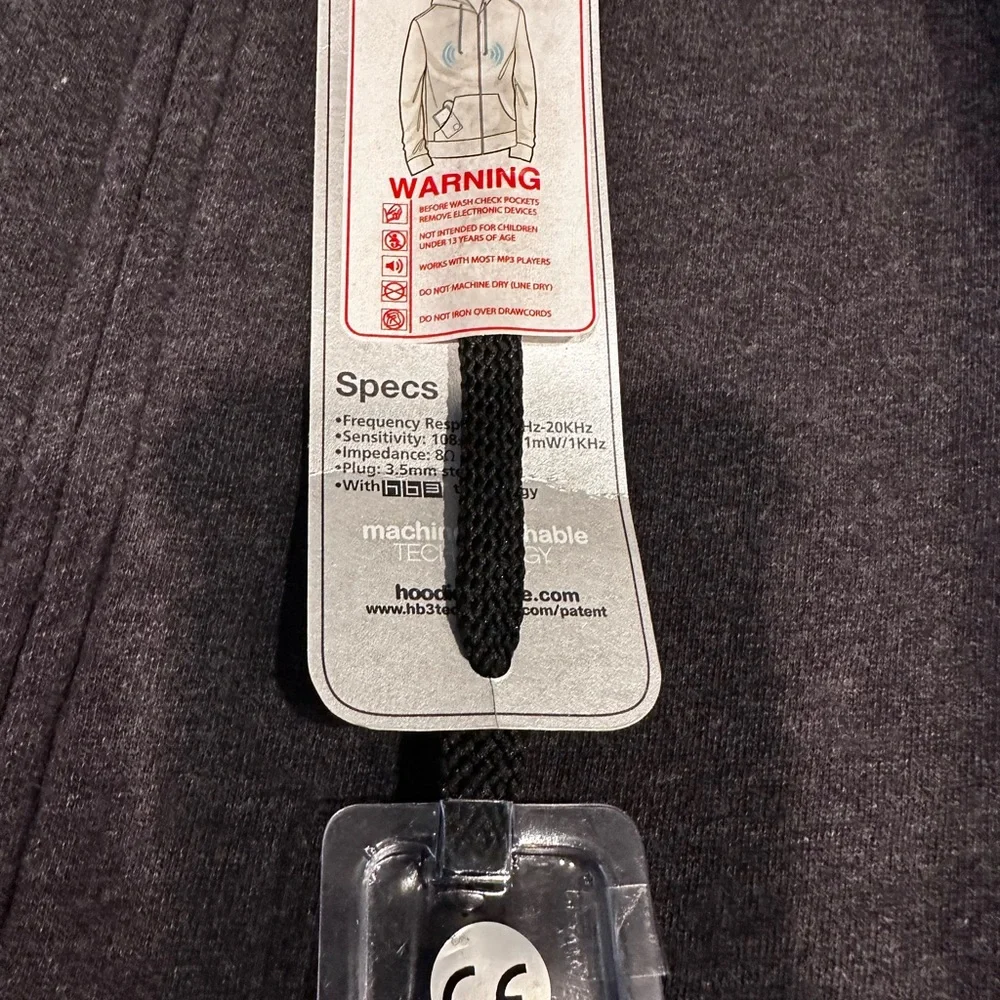 Hoodiebuddie Charcoal Zip-Up Hoodie with Earbuds - Picture 4 of 9